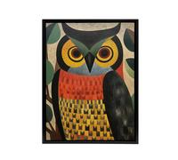 Artery8 Folk Art Geometric Owl Framed Canvas Wall Art Print | Size: W12" x H16" Artery8 Multicolor W12" x H16"