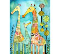 Artery8 Folk Art Giraffes Fun Cute Kids Bedroom Painting Unframed Wall Art Print Poster Home Decor Premium