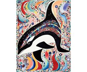 Artery8 Folk Art Pattern Orca Whale Extra Large XL Wall Art Poster Print