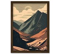 Artery8 Follow the Trail to the Top Mountain Landscape Artwork Framed Wall Art Print A4