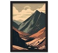 Artery8 Follow the Trail to the Top Mountain Landscape Artwork Framed Wall Art Print A4