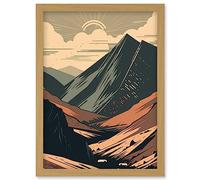 Follow the Trail to the Top Mountain Landscape Artwork Framed Wall Art Print A4 Artery8 Light Oak One Size