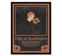 Artery8 Folly or Saintliness Novel Book Cover Vintage Framed Wall Art Print Reed in Black | Size: A4 Artery8 Black A4