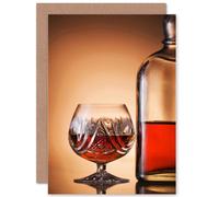 Artery8 Food Drink Brandy Glass Balloon Bottle Alcohol Greetings Card in Brown Artery8 Brown