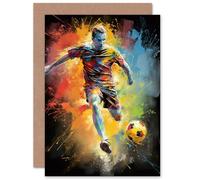 Artery8 Football Fan Soccer Striker for Husband Him Dad Son Brother Birthday Thank You Fathers Day Blank Art Greeting Card