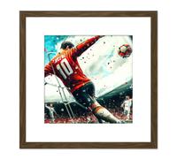 Artery8 Football Soccer Striker Abstract Sport Painting Square Wooden Framed Wall Art Print Picture 8X8 Inch in Brown Artery8 Brown