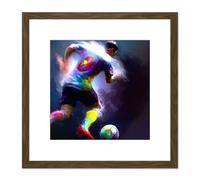 Artery8 Football Soccer Striker Action Oil Sport Painting Number 8 Shirt Square Wooden Framed Wall Art Print Picture 8X8 Inch in Brown Artery8 Brown