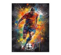 Artery8 Football Striker Colourful Artwork Boys Bedroom Gift For Him Fan Man Cave Large Wall Art Poster Print Thick Paper 18X24 Inch