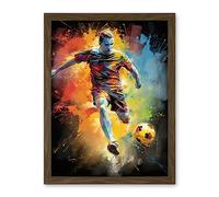 Artery8 Footballer About to Kick the Ball Vibrant Portrait Artwork Framed Wall Art Print 18X24 Inch