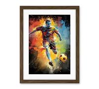 Artery8 Footballer About to Kick the Ball Vibrant Portrait Artwork Framed Wall Art Print 18X24 Inch
