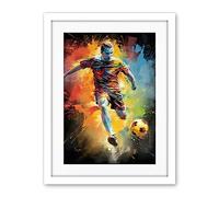 Artery8 Footballer About to Kick the Ball Vibrant Portrait Artwork Framed Wall Art Print 18X24 Inch