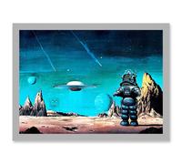 Artery8 Forbidden Planet Space Stars Sci Fi USA A4 Artwork Framed Wall Art Print in Light Grey Artery8 Light Grey
