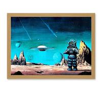 Artery8 Forbidden Planet Space Stars Sci Fi USA A4 Artwork Framed Wall Art Print in Light Oak Artery8 Light Oak