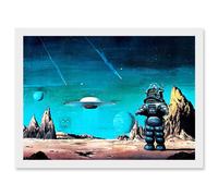 Artery8 Forbidden Planet Space Stars Sci Fi USA A4 Artwork Framed Wall Art Print in White Artery8 White