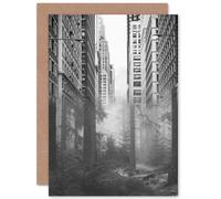 Artery8 Forest City Urban Skyscrapers Trees Combined Greetings Card in Grey Artery8 Grey