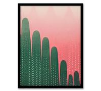 Artery8 Forest Green and Watermelon Pink Abstract Painting Artwork Framed Wall Art Print A4