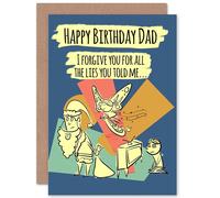 Artery8 Forgive Lies Funny Dad Father Birthday Greetings Card in Blue Artery8 Blue