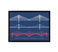 Artery8 Forth Bridges Edinburgh Scotland Framed Canvas Wall Art Print | Size: W12" x H16" Artery8 Multicolor W12" x H16"