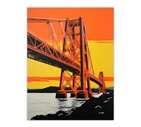 Artery8 Forth Rail Bridge Vibrant Orange Yellow Blue Extra Large XL Wall Art Poster Print