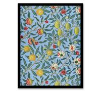 Artery8 Four Fruits Vibrant Pattern Vintage Framed Wall Art Print William Morris in Black | Size: W12" x H16" Artery8 Black W12" x H16"