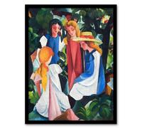 Artery8 Four Individuals Nature Painting August Macke Framed Art Print | Size: A4 Artery8 Multicolor A4