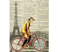 Artery8 Fox Bicycle Paris France Upcycle Style Dictionary Unframed Wall Art Print Poster Home Decor Premium