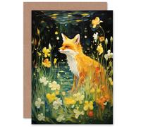Artery8 Fox Dream Floral Lily Flowers in Spring for Wife Her Mum Sister Daughter Mom Gran Nan Birthday Thank You Congratulations Blank Art Greeting Card