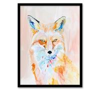 Artery8 Fox Portrait Modern Watercolour Light Colourful Living Room Artwork Framed Wall Art Print A4