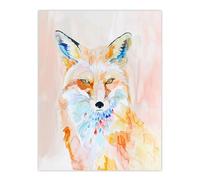 Artery8 Fox Portrait Modern Watercolour Light Colourful Living Room Extra Large XL Wall Art Poster Print