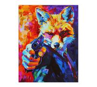 Artery8 Fox Secret Agent Vibrant Conceptual Art Portrait Wall Art Print in Orange | Size: W24" x H32" Artery8 Orange W24" x H32"
