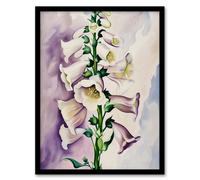 Artery8 Foxglove Digitalis Flower Botanical Watercolour Framed Art Print in White | Size: W12" x H16" Artery8 White W12" x H16"