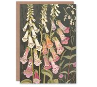 Artery8 Foxglove Flowers Floral Spring Botanical Blooms Birthday Art Card in Grey Artery8 Grey