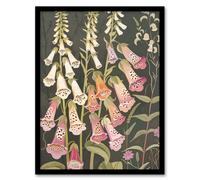 Artery8 Foxglove Flowers Floral Spring Botanical Blooms Framed Art Print in Grey | Size: A4 Artery8 Grey A4