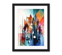 Artery8 Fractal Light Shapes Low Polygon Abstract Rainbow Modern Watercolour Painting Artwork Framed Wall Art Print 18X24 Inch