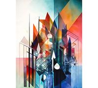 Artery8 Fractal Light Shapes Low Polygon Abstract Rainbow Modern Watercolour Painting Large Wall Art Poster Print Thick Paper 18X24 Inch