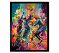 Artery8 Framed Wall Art Abstract Figures Vibrant Dance Expression - 12X16 Inch