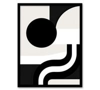 Artery8 Framed Wall Art Abstract Geometric Black White Minimalist Curves Shapes - 12X16 Inch