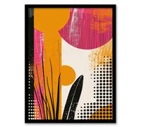 Artery8 Framed Wall Art Abstract Grunge Boho Orange Pink Pattern Design Poster - 12X16 Inch