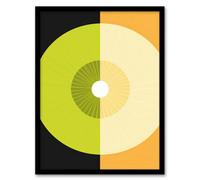 Artery8 Framed Wall Art Abstract Kiwi And Orange Kitchen Artwork Black Green Orange Painting - 12X16 Inch