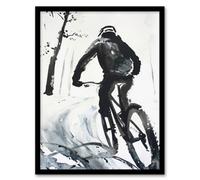 Artery8 Abstract Mountain Biker Biking Winter Landscape Man Cave Art Print Framed Poster Wall Decor 12x16 inch