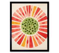Artery8 Framed Wall Art Abstract Watermelon Kitchen Artwork Bright Colourful Pastel Pigments - 12X16 Inch