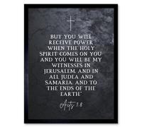 Artery8 Framed Wall Art Acts 1:8 You Will Be My Witness Christian Bible Verse Quote Scripture - 12X16 Inch
