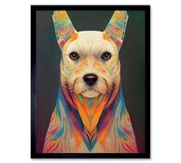 Artery8 Wall Art Print Boho Chic Dog Vibrant Tribal Pattern Painting Art Framed in Black | Size: W12" x H16" Artery8 Black W12" x H16"