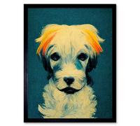 Artery8 Framed Wall Art Border Terrier Dog - 12X16 Inch