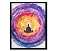 Artery8 Framed Wall Art Chakra Purple Orange Energy Vortex Meditation - 12X16 Inch