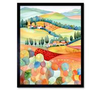 Artery8 Framed Wall Art Chianti Italy Rolling Hills Folk - 12X16 Inch