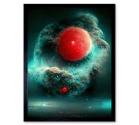 Artery8 Framed Wall Art Cinematic Space Fantasy Nebula Death Star Red Dwarf - 12X16 Inch