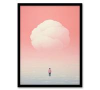 Artery8 Framed Wall Art Clouded Thoughts By Amy Denver Minimalist Soft Pastel Pink Peach Minimalism Simple Modern - 12X16 Inch