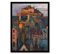 Artery8 Edinburgh Castle Sunset Cityscape Iconic Scotland Living Room Art Print Framed Poster Wall Decor 12x16 inch