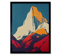 Artery8 Framed Wall Art El Capitan Rock Yosemite Valley Pop Art Yellow Red - 12X16 Inch
